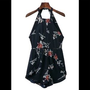 Open Back Knit Detail Ruffle Trim Playsuit